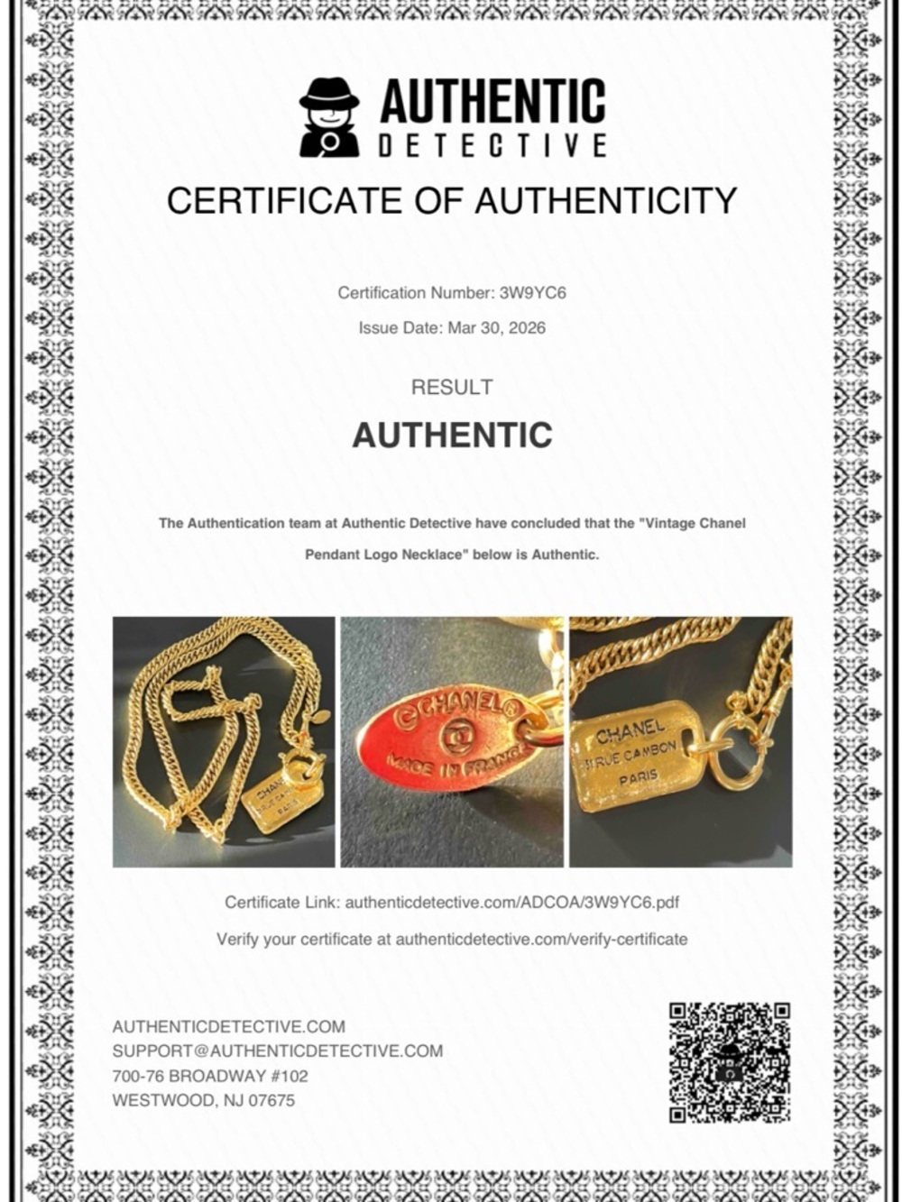 CHANEL Gold Plated Dog Tag Pendant Logo Necklace - Picture 2 of 9